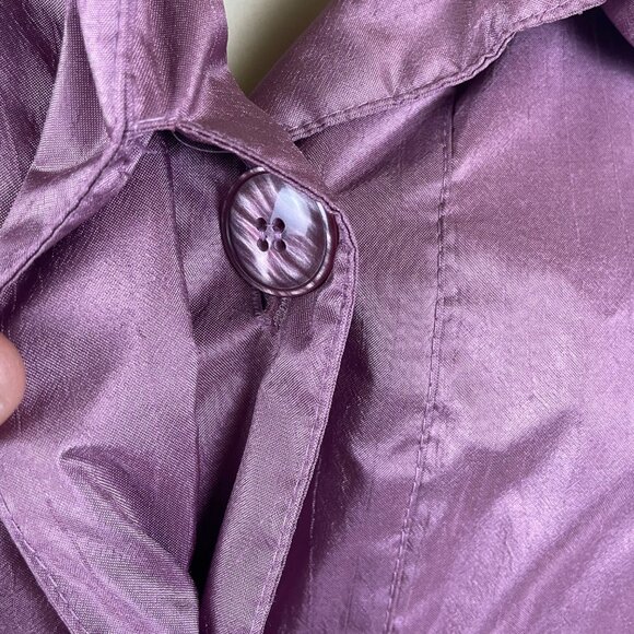 Fleet street Womens Lavender Nylon Long Hooded Coat Button Detail Size 8p - Picture 6 of 9